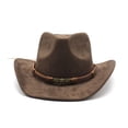 thumbnail image 2 of Women Men Felt Cowboy Hat, Vintage Skull Roll-up Wide Brim Western Hat for Casual Daily, 2 of 5