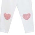 thumbnail image 5 of Girls Thin Casual Leggings Heart Patches on Knees Elastic Waist Soft Sports Pants Kids Fashion Daily Wear Stretchy Long Bottom Trousers White 1-2Years, 5 of 5