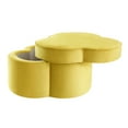 thumbnail image 5 of Rustic Manor Romilly Velvet Clover Shaped Cocktail Storage Ottoman, Yellow, 5 of 8