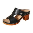 thumbnail image 3 of IUJSOY Heels for Women Peep Toe Bohemian Heeled Sandals Comfortable Summer Dressy Slip on Shoes, 3 of 9