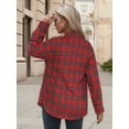 thumbnail image 4 of OALUXE Plaid Shirts for Women Roll Up Long Sleeve Casual Button Down Blouses Tops with Pockets, 4 of 7