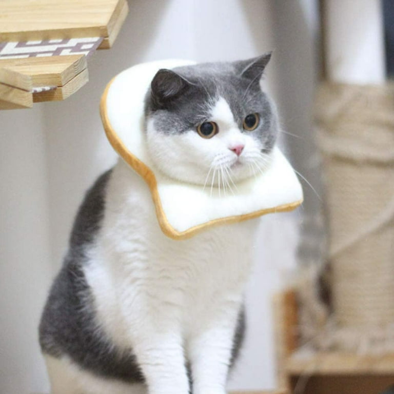 Ludlz Soft Bread Slice Elizabeth Pet Recovery Cone for Cats Small Dogs Cute Bread Shaped Collar Protective Neck Cone Cartoon Costume for Pet Show