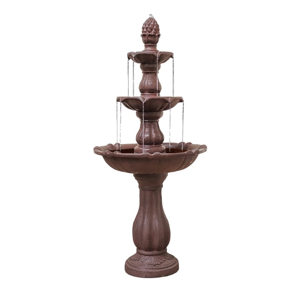 XBrand 3-Tier Freestanding Waterfall Fountain, Outdoor Garden, Yard, Lawn, Porch Décor, 51 Inch Tall, Brown