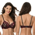 thumbnail image 5 of Curve Muse Women's Plus Size Push Up Add 1 Cup Underwire Perfect Shape Lace Bras-2Pk-Black/Red,Apricot Pink-34DDD, 5 of 7