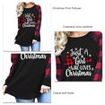 thumbnail image 3 of Jersey De árbol De Navidad, Top De Manga A Cuadros De Navidad, Cuello Redondo, Moda Elástica Para Festivales ANGGREK No, 3 of 6