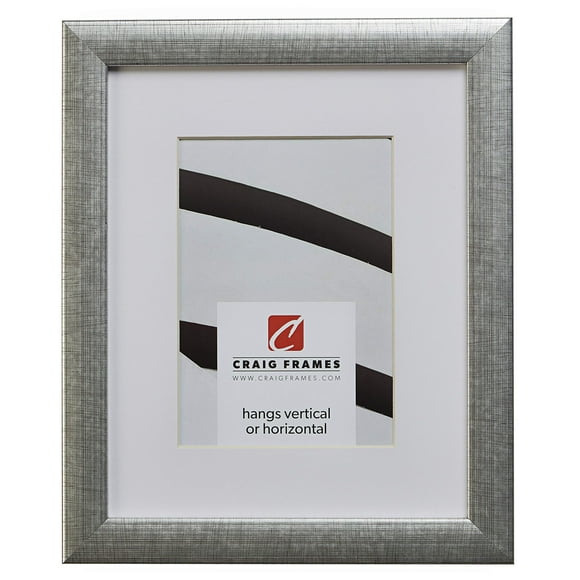 craig Frames 23247944 13 x 19 Inch Scratched Silver Picture Frame Matted to Display a 9 x 13 Inch Photo