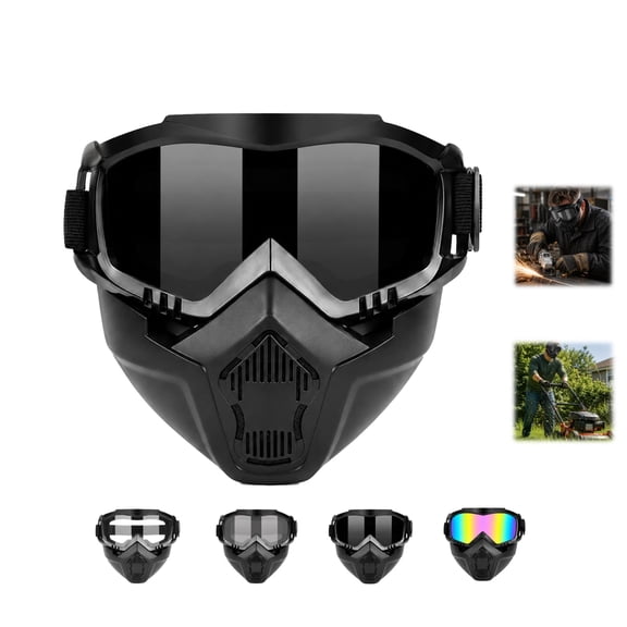 Full Face Mask with Goggles, Windproof Anti Dust Face Shield for Lawn Mowing, Grass Cutting and Yard Work