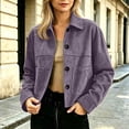 thumbnail image 2 of uublik Womens Faux Suede Jackets Purple Long Sleeve Casual Button Down Motorcycle Coats Trendy Fall Clothes, 2 of 7