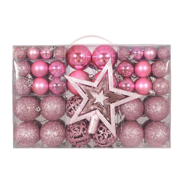 Adornos de Bolas de Navidad BLESIY 101 piezas DIY con estrella superior de árbol rosa