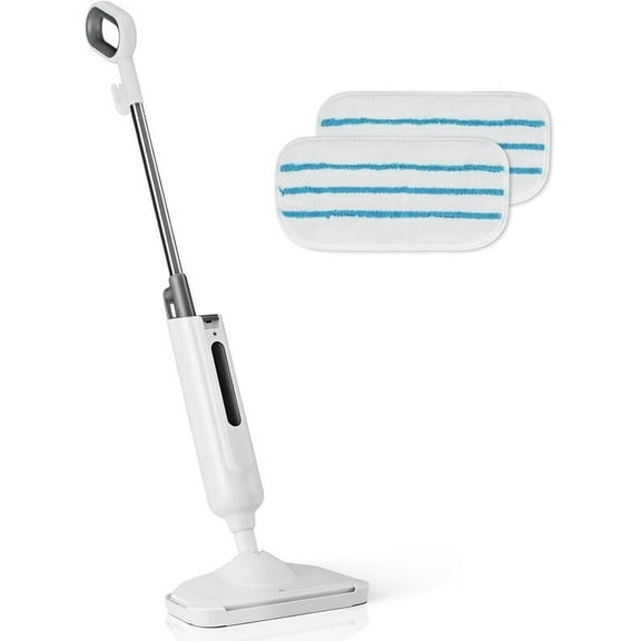 Simenmax Steam Mop with 2 Washable Pads, Lightweight Steam Mop for Hardwood, Tile & Laminate Floors,White&Gray