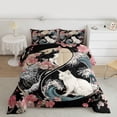 thumbnail image 2 of Castle Fairy Kids Teens Animal Cat Twin Comforter Sets,Ocena Waves Sakura Bedding Set, 2 of 8