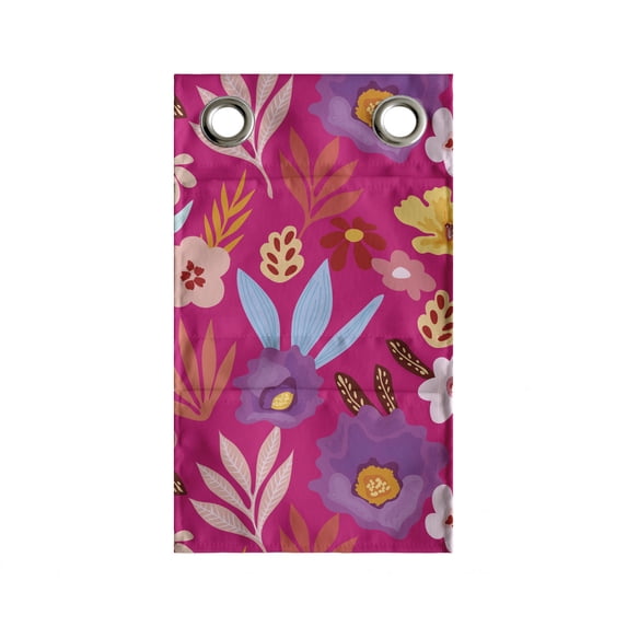 Floral Hanging Pocket Organizer, Tropical Illustration of Vibrant Flowers Palm Leaves and Other Plantation, Printed Polyester Storage Bag with Pockets, 9" x 16", Magenta Multicolor