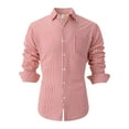 thumbnail image 3 of Shirts For Men Striped Long Sleeve Button Down Lapel Blouses Casual Outdoor Comfortable Loose Fall Tops Red XXXL, 3 of 5