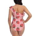 thumbnail image 6 of Yiaed Strawberries Print Women One Piece Swimsuits Tummy Control One Shoulder Bathing Suits Pattern Ruffle Swimwear-Medium, 6 of 8