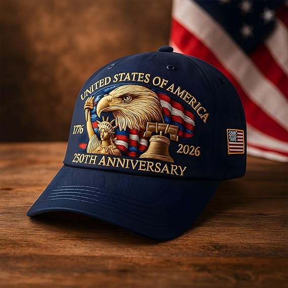 2026 Upgraded 250th Anniversary Hat - Adjustable United States 250th Anniversary Hat Retro Embroidered Baseball Cap Casual Sun Hat