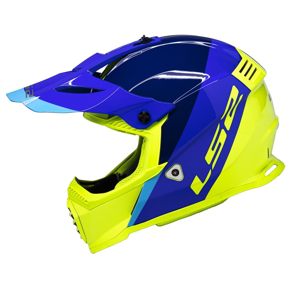 LS2 Helmets Gate Launch Full Face Helmet Blue/HiViz - X-Large LS2 Helmets Gate Launch Full Face Helmet Blue/HiViz - X-Large