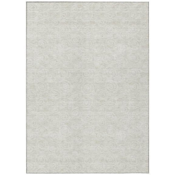 HomeRoots 583363 8 x 10 ft. Geometric Washable Indoor & Outdoor Rectangle Area Rug, Ivory & Beige