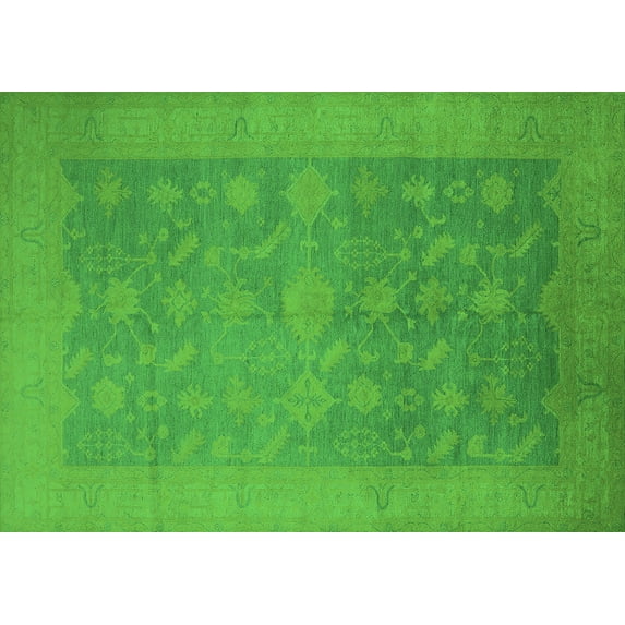 Ahgly Company Indoor Rectangle Oriental Green Industrial Area Rugs, 5' x 7'
