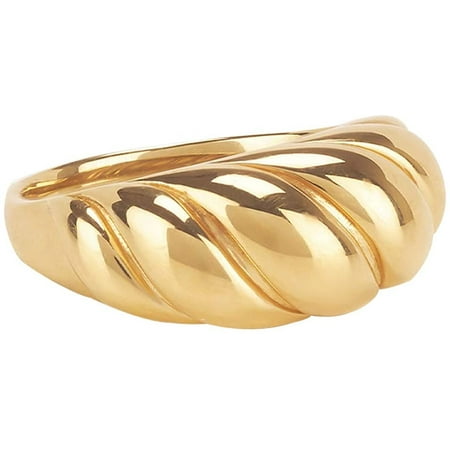 

18k Gold Croissant Dome Signet for Women Minimalist Twist Chunky
