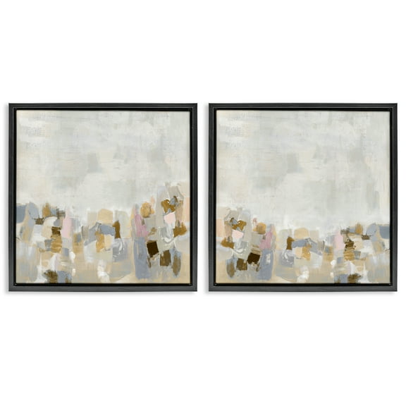 Stupell Industries Gray Subtle Abstract Abstract Painting Black Floater Framed Canvas Art Print Wall Art, 18 x 18, Set of 2