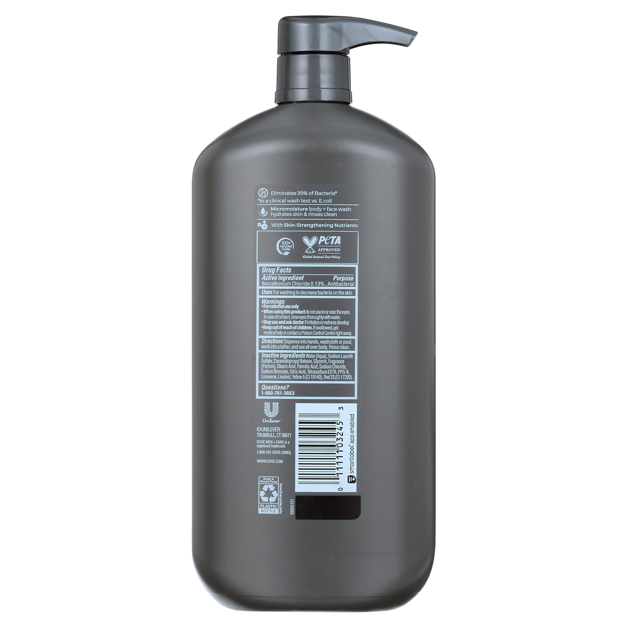 Dove Men+Care Skin Defense Antibacterial Hydrating Body Wash All Skin, 30 oz