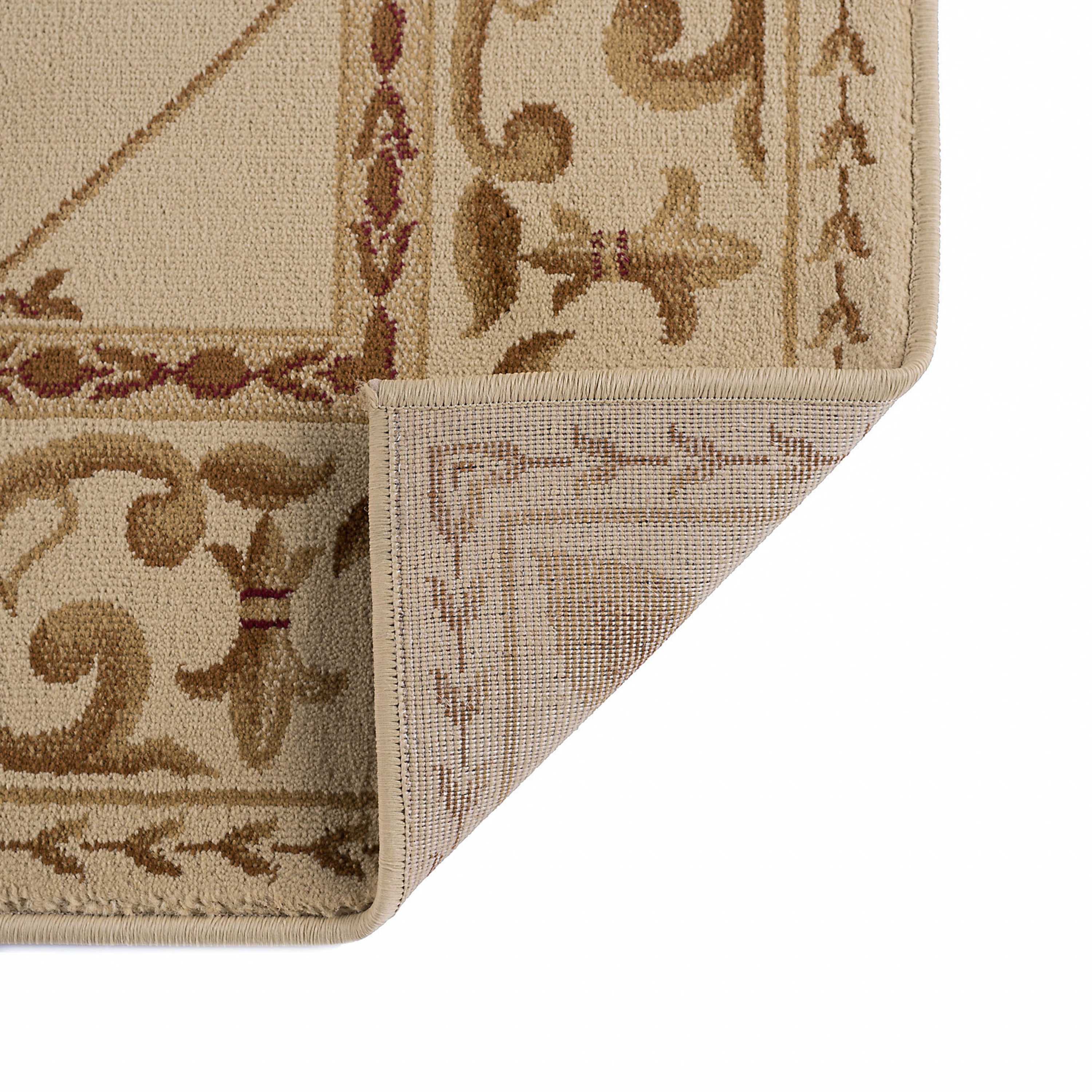 Sensation Traditional 5' x 7' Ivory and Beige Polypropylene Indoor Area Rug