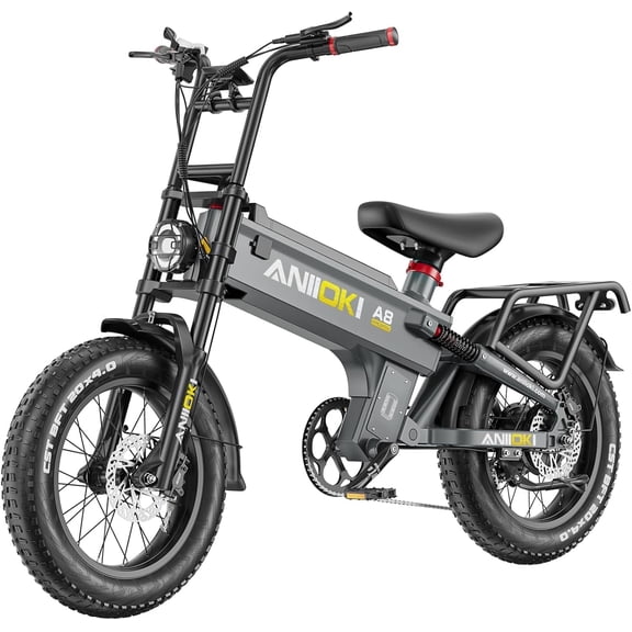52V 70AH Battery 30MPH Aniioki A8 Pro Max Electric Bike for Adults,1600W Peak,20"x4.0"Fat Tire Ebike,Dual Suspension MTB UL2849