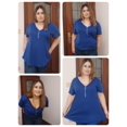 thumbnail image 6 of CASSIE LIZ Plus Size Shirts 5X Summer Womens Tops Blue V Neck Fashion Short Sleeve Tee Loose Fit Tunics Spring Blouses Casual Pullover 5XL 26W 28W, 6 of 6