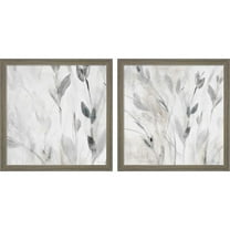 Great Art Now Gray Misty Leaves Square by Lanie Loreth, 2 Piece Framed Art Set Each 13"W x 13"H