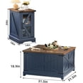 thumbnail image 2 of Joaxswe 3-Piece Coffee Table Set with Hidden Storage for Living Room, Vintage Dark Blue, Farmhouse Style, 2 of 9