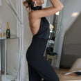 thumbnail image 6 of safuny Women's Straight Skinny Jumpsuit Fall Shiny Sequin Solid Girls Trousers Trendy Retro Sleeveless One Shoulder Casual Bowknot Relaxed Black L, 6 of 9