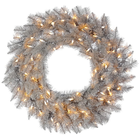 Vickerman 36" Platinum Fir Artificial Christmas Wreath, Warm White Dura-lit LED Lights