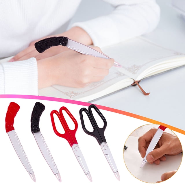 mtvxesu Simulation Scissors and Box Cutter Design Ballpoint Pen for Office and Stationery Use, 1 Count