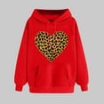 thumbnail image 2 of Goodeals Saving,Love Heart Poullver Tops for Women Valentines Day Leopard Sweatshirts Cute Long Sleeve Casual Hoodies Fleece Loose Hoodie Sweatshirt(Red,XL), 2 of 5