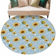 thumbnail image 2 of Blue Yellow Sunflower 6ft Round Rugs, Summer Botanical Farmhouse Floral Washable Non-Slip Area Rugs for Living Room Bedroom Kitchen, Soft Low Pile Dining Room Kicthen Circle Carpet, Indoor Floor Rug, 2 of 9
