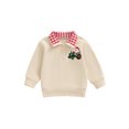 thumbnail image 1 of Sudadera navideña para niño pequeño con bordado de hombre de jengibre, manga larga, solapa, cremallera frontal, jersey holgado., 1 of 9