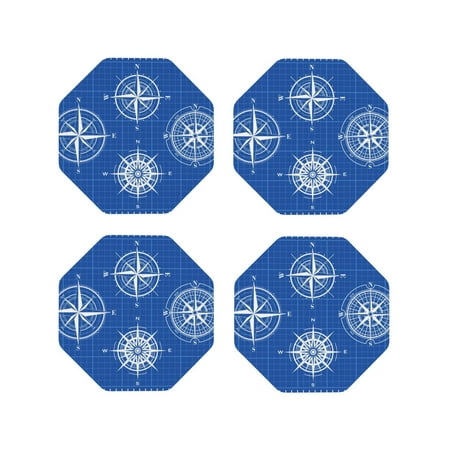 

Drink Coasters Set of 4 Compass Leather Coasters for Coffee Table Protector Heat Resistant Cute Coasters for Home Decor Housewarming Gifts Bar Kitchen 4 Inch Octagon