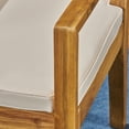 thumbnail image 3 of Noble House Nestor Wooden Patio Dining Arm Chair in Natural and Cream (Set of 2), 3 of 6