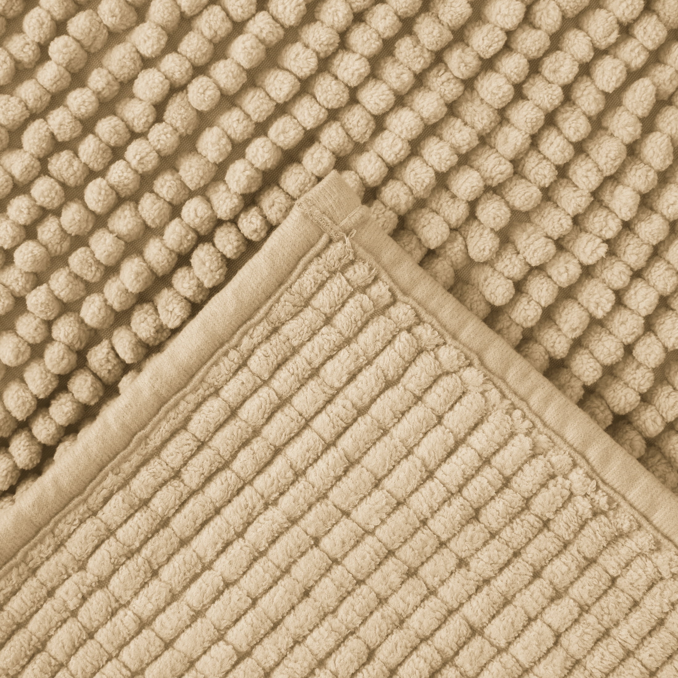 Mainstays Basic Polyester Chenille Noodle Bath Rug, Vallejo Tan, 17"x24", One Piece