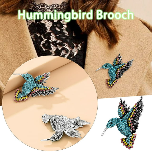 HomeKingdee Colorful Hummingbird Brooch - Animal Theme Alloy and Rhinestone Fashion Pin for Women Men Kids and Various Occasions