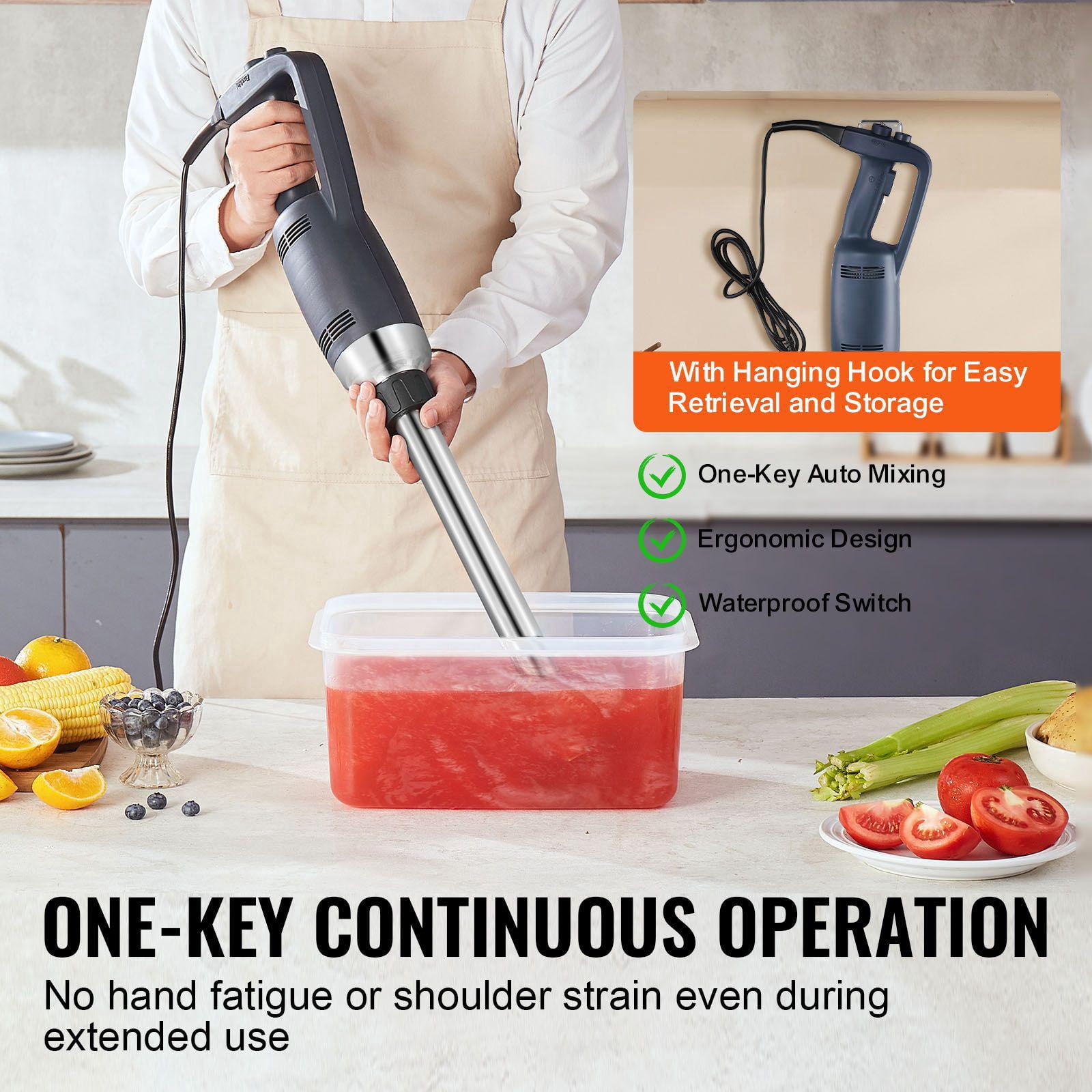 350W High Power Commercial Handheld Blender 16 Inch Variable Speed Stainless Steel Blades Portable Multifunctional for Soups Sauces Mashed Potatoes Cream