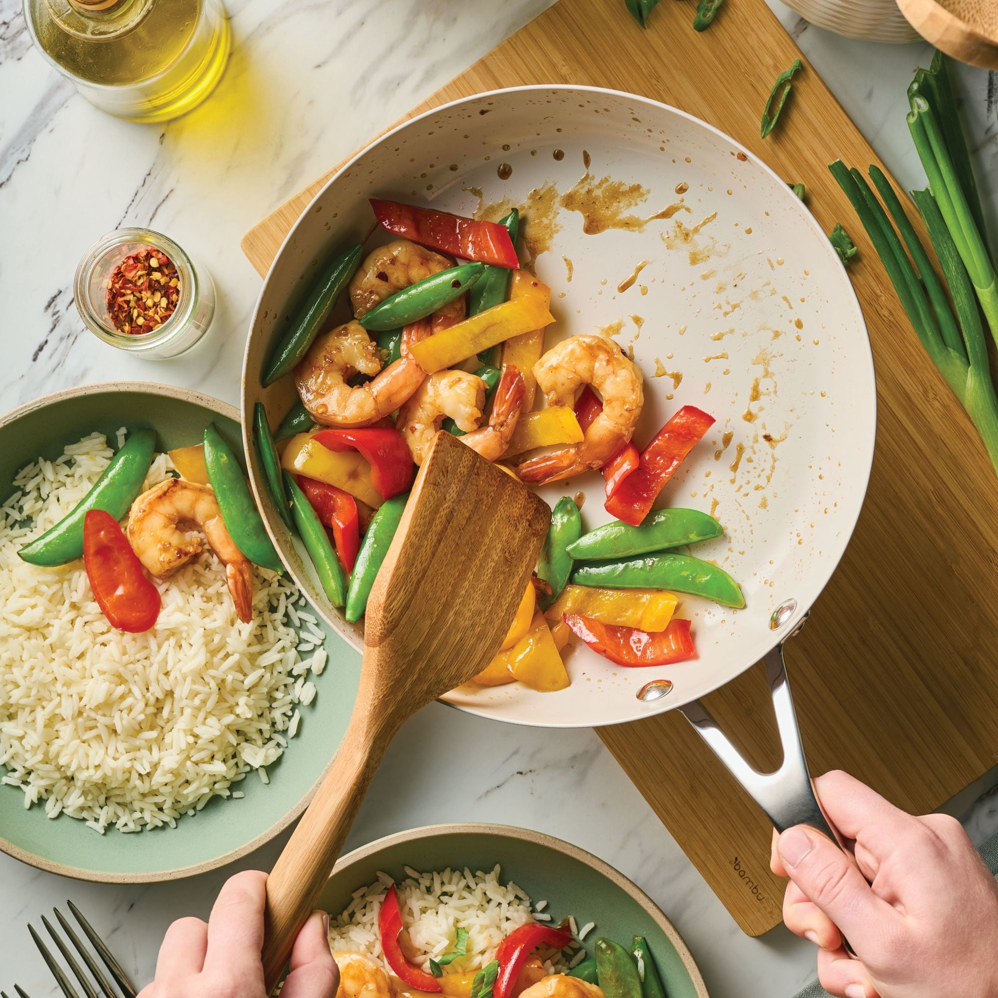 KitchenAid 9.5" Color-Finished Stainless Steel 3-Ply Base Ceramic Nonstick Frying Pan Dishwasher and Metal Utensil Safe, Induction Suitable and Oven Safe to 500°F, Wildflower