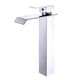 thumbnail image 1 of Grifo de lavabo de cascada alta para lavabo sobre encimera Mezclador monomando de baño rectangular ajustable en frío y caliente SUS304 acero inoxidable cepillado antihuellas, 1 of 5