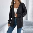 thumbnail image 7 of Gyexs Cardigan Sweaters for Women Long Sleeve Crochet Cardigan Fall Winter Homewear Clothes (Black, Size L), 7 of 7