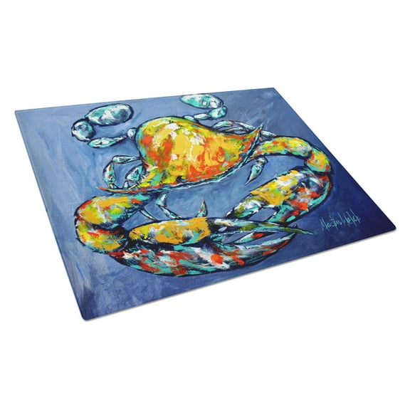 Carolines Treasures MW1269LCB Blue Gray Kinda Day Crab Glass Cutting Board Large, 12H x 16W, multicolor