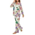 thumbnail image 5 of DISNIMO Hummingbird Flower Printed Women's 2 Piece Pajama Sets Long Sleeve Button Down Sleepwear with Long Pajama Pants Loose Fit Nightwear, XS, 5 of 7
