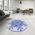 thumbnail image 4 of Ahgly Company Machine Washable Indoor Round Transitional Periwinkle Purple Area Rugs, 5' Round, 4 of 7