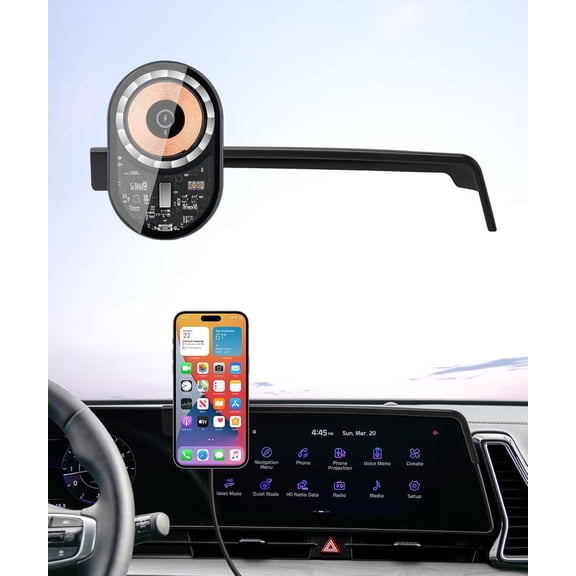 Wireless Charging car Phone Holder for Kia Sportage 2023-2025 Accessories 12.3 inch Screen Fixed Clip,360° Rotation car Phone Mount Compatible with MagSafe