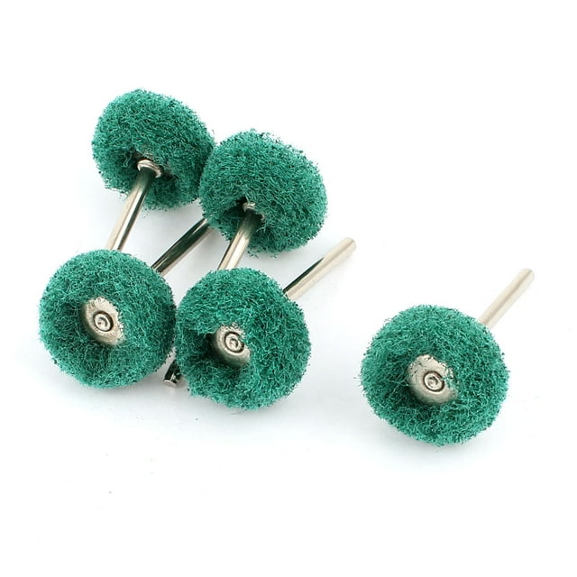 5 Piezas de Cepillo de Rueda de Pulido de Nylon Verde de 22 mm x 10 mm con Mango de Metal Recto