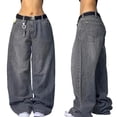 thumbnail image 1 of Pantalones vaqueros Harajuku hip-hop para mujer, ropa de calle SOUTHPOLE, pantalones negros lavados y molidos, pantalones holgados blancos, pantalones góticos anchos, Y2K, nuevo, 1 of 5